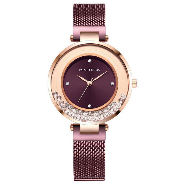 Mini Focus Mf0254l Correa De Malla Ultrafina Cristal Elegante Reloj De Cuarzo Para Mujer