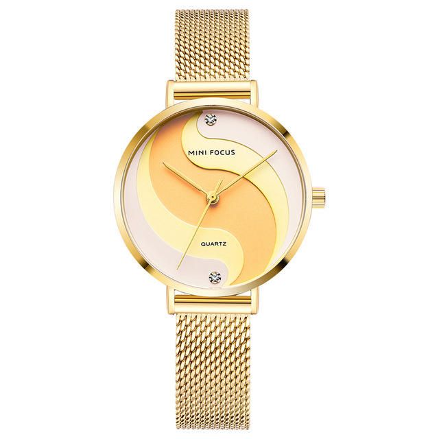 Mini Focus Mf0291l Moda Simple Diamante Impermeable Milanesa Correa De Malla Reloj De Mujer Reloj De Cuarzo