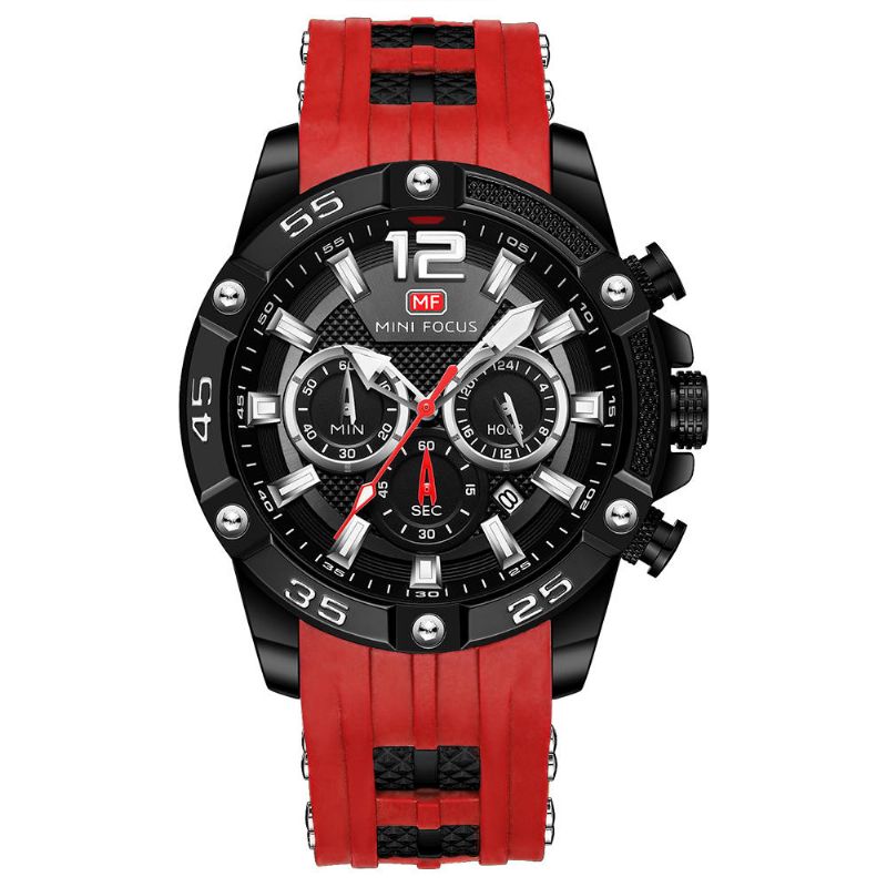 Mini Focus Mf0349g Moda Tres Diales Multifunción Pantalla Luminosa Reloj De Cuarzo Para Hombre