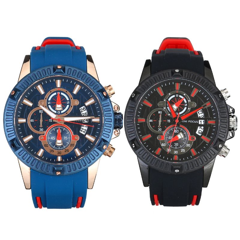 Mini Focus Reloj De Moda Para Hombre Cronógrafo Luminoso Pantalla De Fecha Reloj De Cuarzo Resistente Al Agua