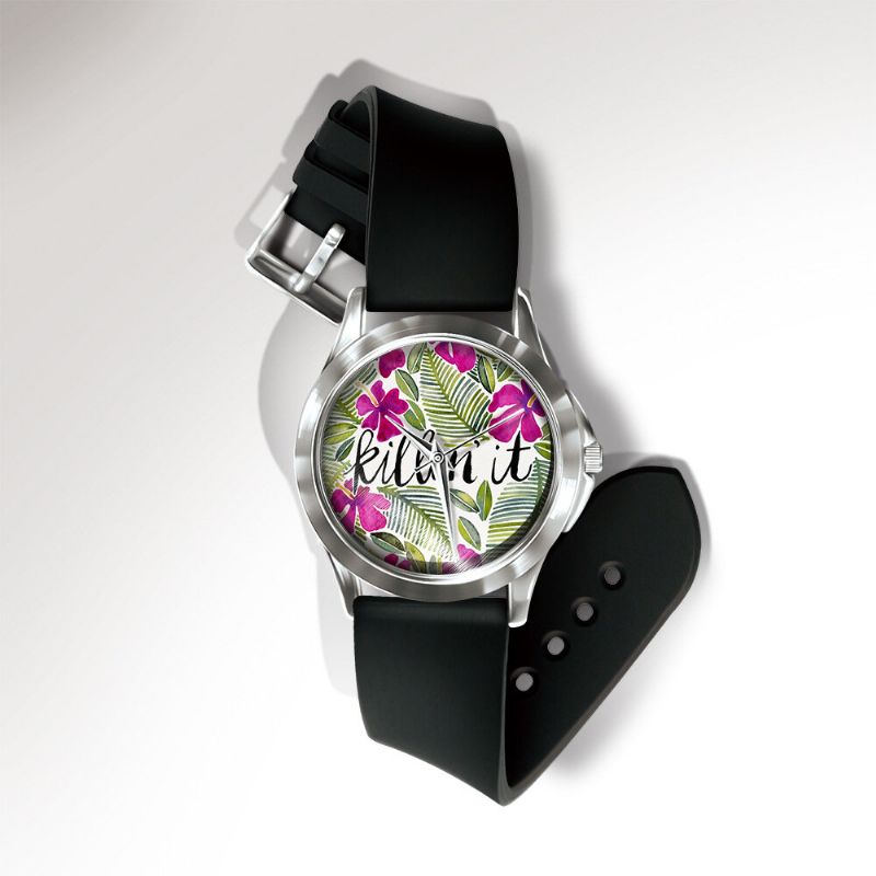 Miss White Casual Acuarela Hoja Ave Fruta Patrón Dial Banda De Pvc Reloj De Pulsera De Cuarzo Unisex