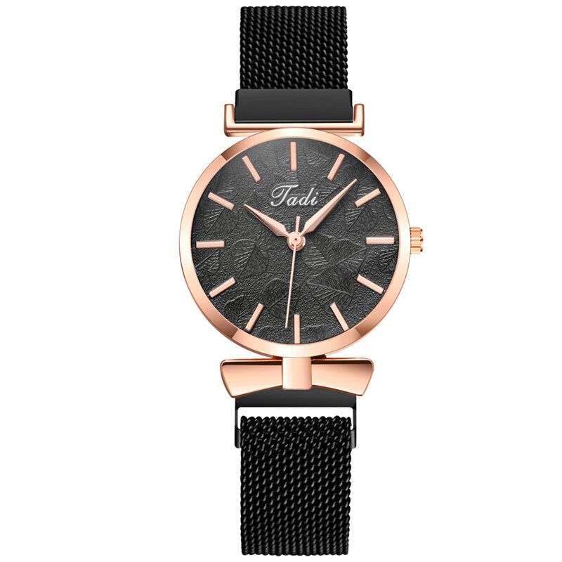 Moda Casual Elegante Diseño Mujer Relojes Aleación Malla Banda Dial Estuche De Pulsera Reloj De Cuarzo