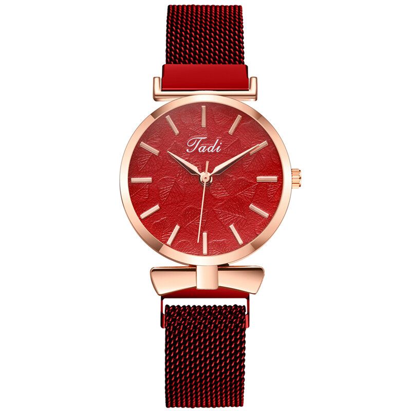 Moda Casual Elegante Diseño Mujer Relojes Aleación Malla Banda Dial Estuche De Pulsera Reloj De Cuarzo