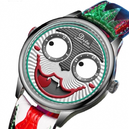 Moda Creative Joker Dial Cuero Correa De Acero Inoxidable Personalidad Aleación Hombres Reloj De Cuarzo