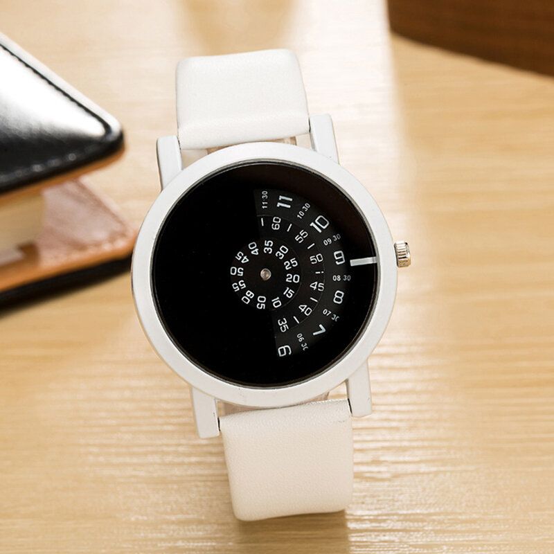 Moda Deporte Casual Elegante Mujer Relojes Girar Indicador Diseño Banda De Cuero Reloj De Cuarzo