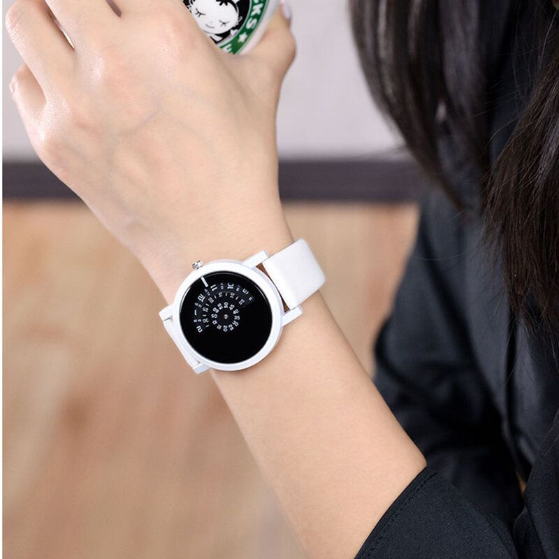 Moda Deporte Casual Elegante Mujer Relojes Girar Indicador Diseño Banda De Cuero Reloj De Cuarzo