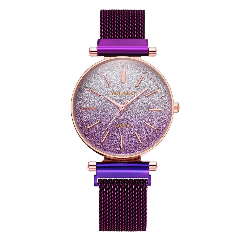 Moda Elegante Color Degradado Número Romano Dial Hebilla Magnética Relojes De Pulsera Para Mujer Reloj De Cuarzo