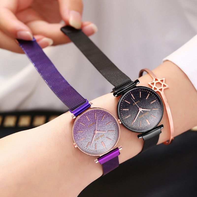 Moda Elegante Color Degradado Número Romano Dial Hebilla Magnética Relojes De Pulsera Para Mujer Reloj De Cuarzo