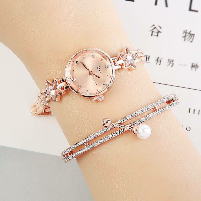 Moda Lujo Elegante Cristal Lucky Star Patrón Damas Pulsera Relojes De Pulsera Reloj De Cuarzo