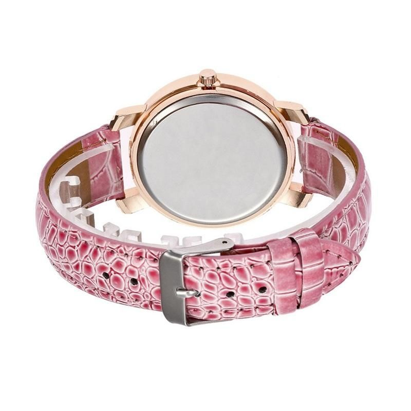 Moda De Oro Rosa De Cristal Que Fluye Números Romanos Vestido De Mujer Pulsera Reloj De Cuarzo De Cuero Para Mujer