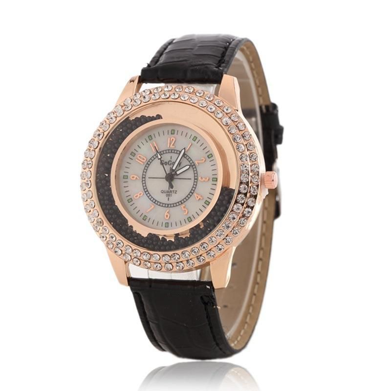 Moda Para Mujer Vestido De Cuero Colorido Banda De Cristal Reloj De Cuarzo Para Mujer