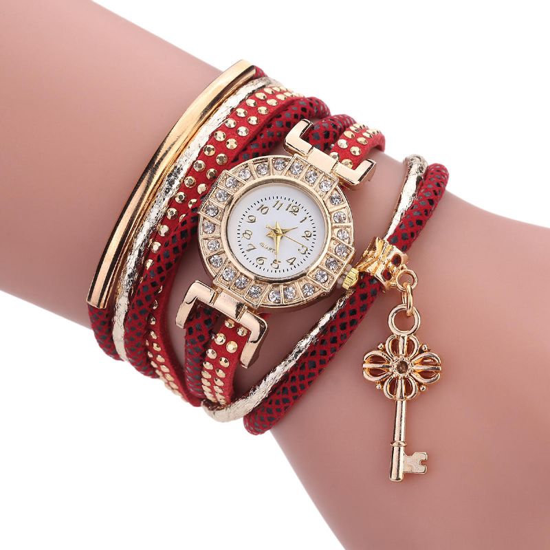 Moda Para Mujer Vestido De Lujo Pulsera Clave Reloj De Cuarzo Vintage Para Mujer