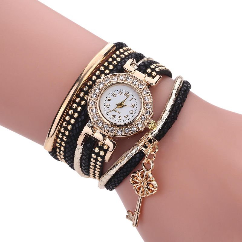 Moda Para Mujer Vestido De Lujo Pulsera Clave Reloj De Cuarzo Vintage Para Mujer