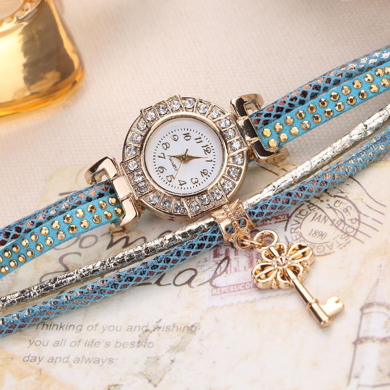 Moda Para Mujer Vestido De Lujo Pulsera Clave Reloj De Cuarzo Vintage Para Mujer