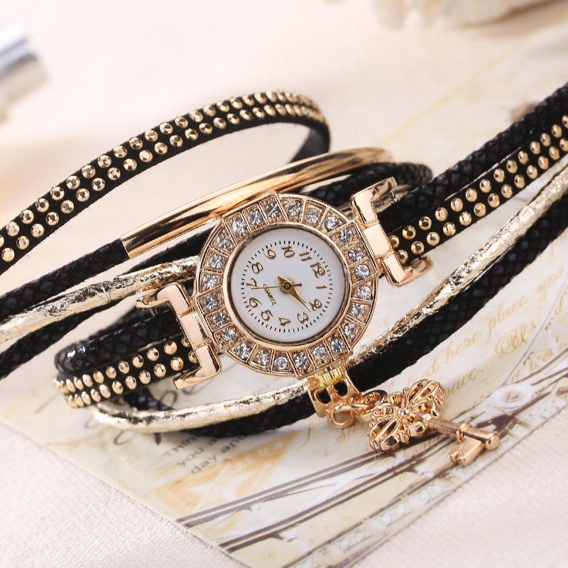 Moda Para Mujer Vestido De Lujo Pulsera Clave Reloj De Cuarzo Vintage Para Mujer