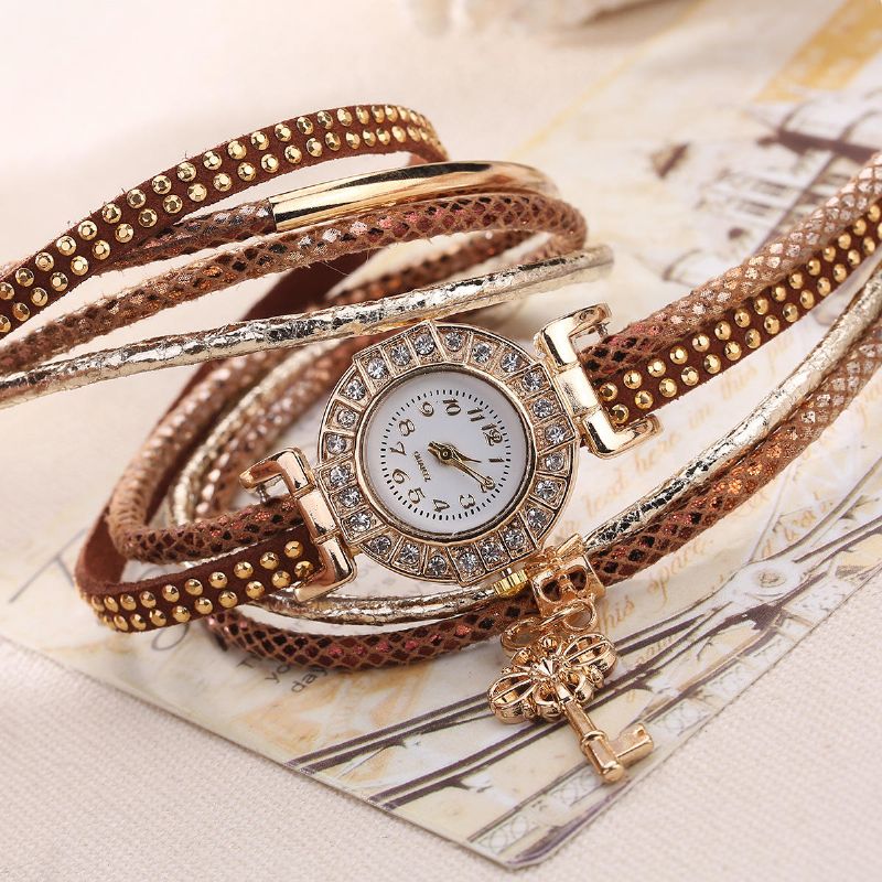 Moda Para Mujer Vestido De Lujo Pulsera Clave Reloj De Cuarzo Vintage Para Mujer