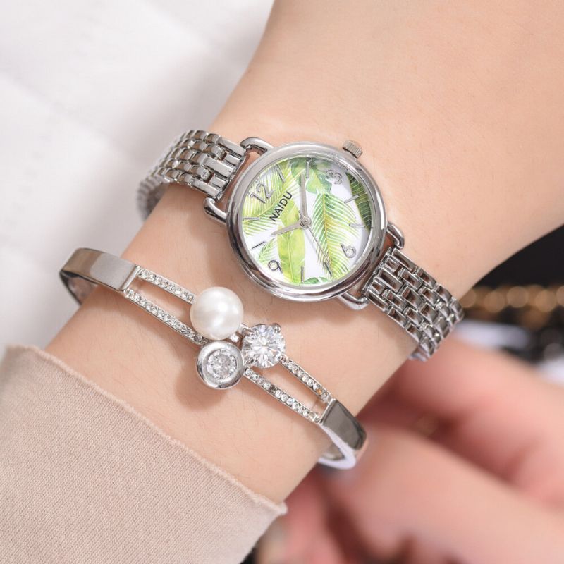 Naidu Reloj De Pulsera Decorativo De Estilo Casual Para Mujer Reloj De Cuarzo Con Banda De Acero Completo