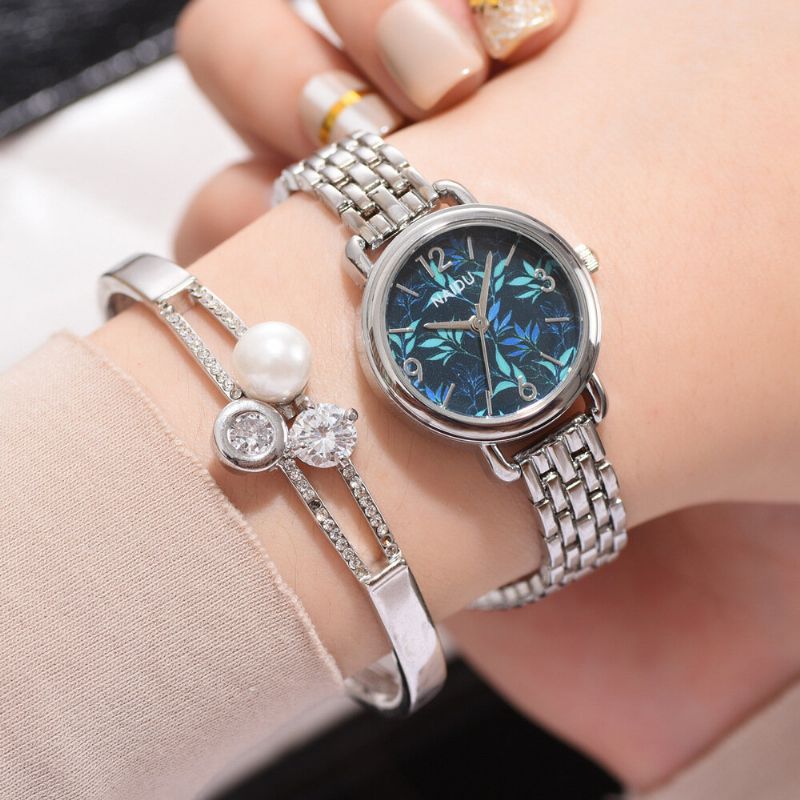 Naidu Reloj De Pulsera Decorativo De Estilo Casual Para Mujer Reloj De Cuarzo Con Banda De Acero Completo