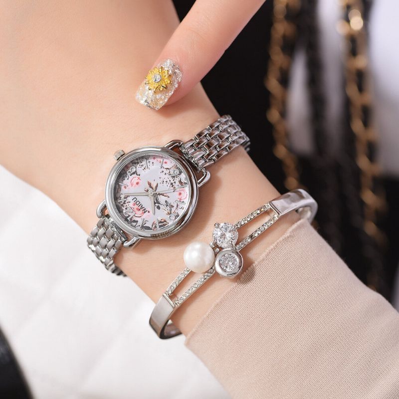 Naidu Reloj De Pulsera Decorativo De Estilo Casual Para Mujer Reloj De Cuarzo Con Banda De Acero Completo