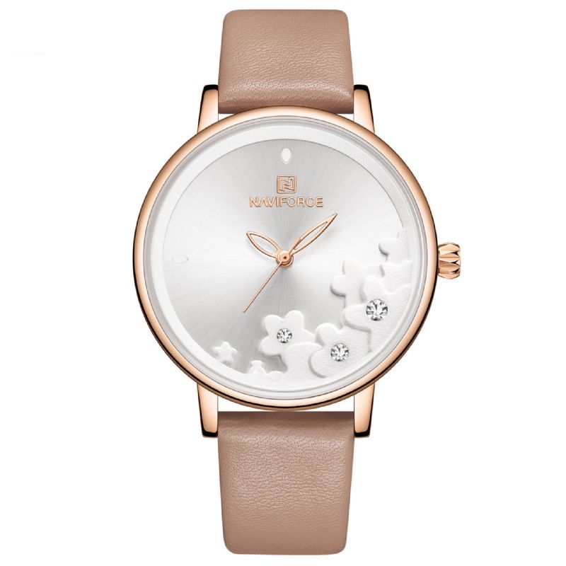 Nf5012 Reloj De Pulsera Para Mujer De Diseño Elegante Reloj De Cuarzo Con Banda De Cuero Impermeable