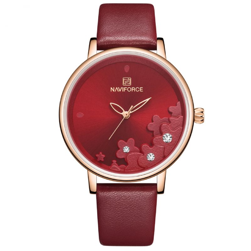 Nf5012 Reloj De Pulsera Para Mujer De Diseño Elegante Reloj De Cuarzo Con Banda De Cuero Impermeable