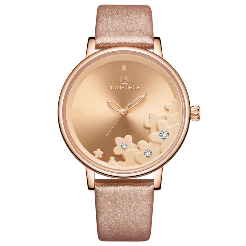 Nf5012 Reloj De Pulsera Para Mujer De Diseño Elegante Reloj De Cuarzo Con Banda De Cuero Impermeable