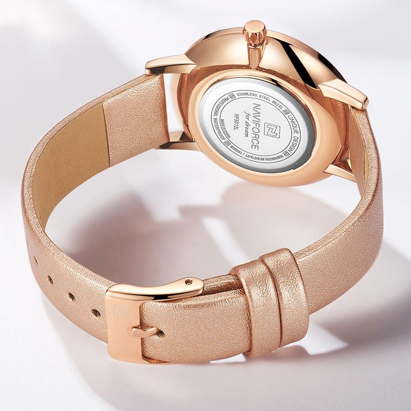 Nf5012 Reloj De Pulsera Para Mujer De Diseño Elegante Reloj De Cuarzo Con Banda De Cuero Impermeable