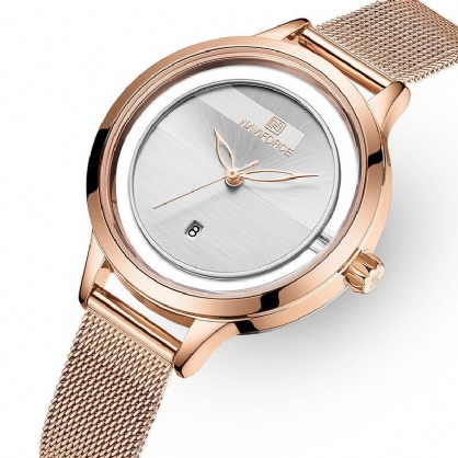 Nf5014 Reloj De Pulsera Hueco De Acero Completo Para Mujer Reloj De Cuarzo Resistente Al Agua Con Visualización De Fecha