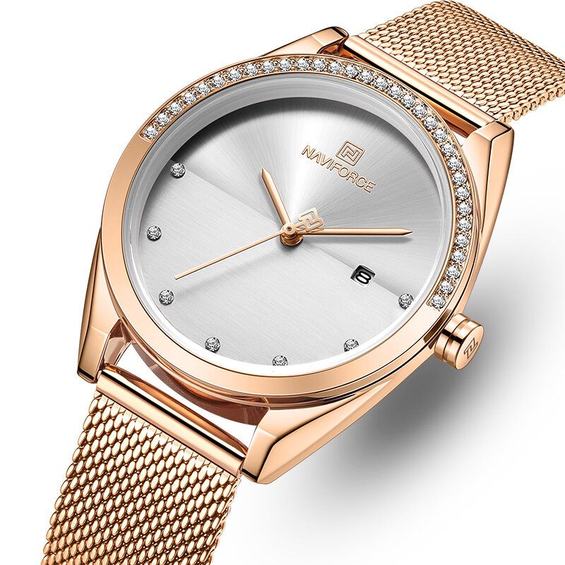 Nf5015 Reloj De Pulsera Impermeable Para Mujer Reloj De Cuarzo Con Visualización De Fecha De Cristal