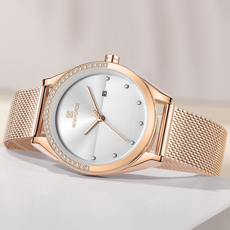 Nf5015 Reloj De Pulsera Impermeable Para Mujer Reloj De Cuarzo Con Visualización De Fecha De Cristal