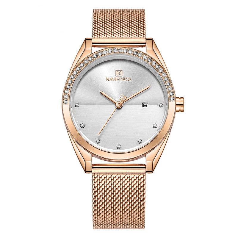 Nf5015 Reloj De Pulsera Impermeable Para Mujer Reloj De Cuarzo Con Visualización De Fecha De Cristal