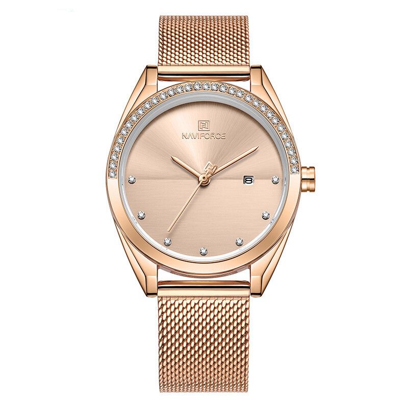 Nf5015 Reloj De Pulsera Impermeable Para Mujer Reloj De Cuarzo Con Visualización De Fecha De Cristal