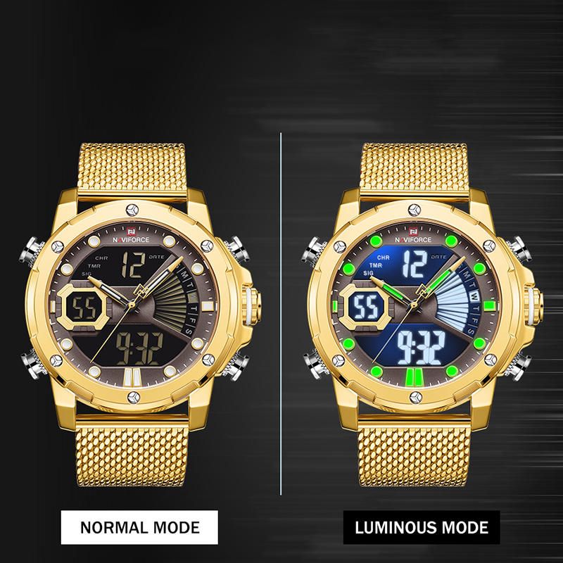 Nf9172s Luminous Hand Full Steel Band Hombres Reloj De Pulsera Fecha Pantalla Reloj De Cuarzo