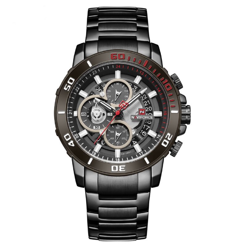 Nf9174 Estilo Militar Reloj De Pulsera De Acero Completo Para Hombre Calendario Reloj De Cuarzo Impermeable