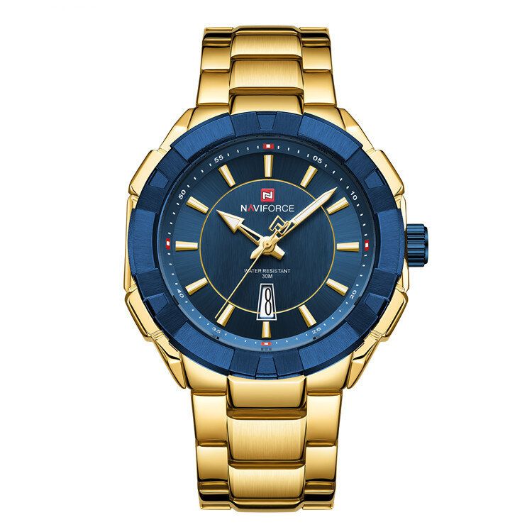 Nf9176 Reloj De Pulsera De Hombre De Moda A Prueba De Agua Reloj De Cuarzo De Estilo Empresarial De Acero Completo