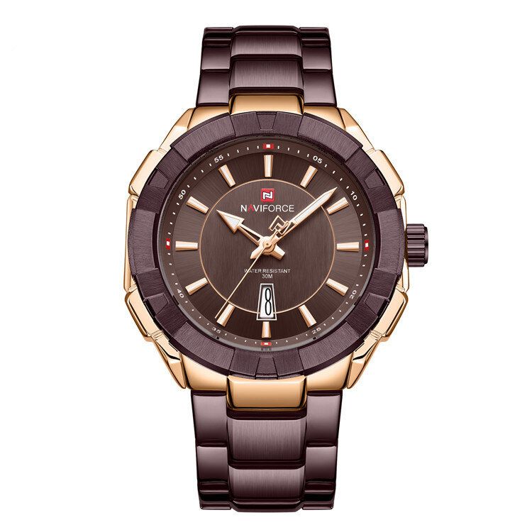 Nf9176 Reloj De Pulsera De Hombre De Moda A Prueba De Agua Reloj De Cuarzo De Estilo Empresarial De Acero Completo