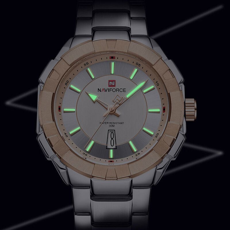 Nf9176 Reloj De Pulsera De Hombre De Moda A Prueba De Agua Reloj De Cuarzo De Estilo Empresarial De Acero Completo