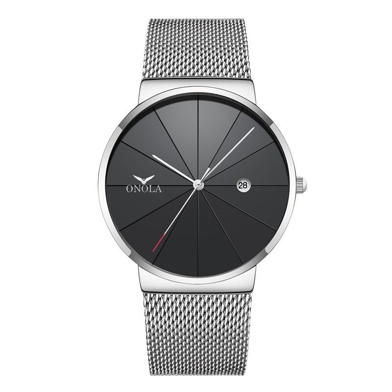 Onola Business Casual Alloy Mesh Band Calendario Impermeable Hombres Reloj De Pulsera De Cuarzo