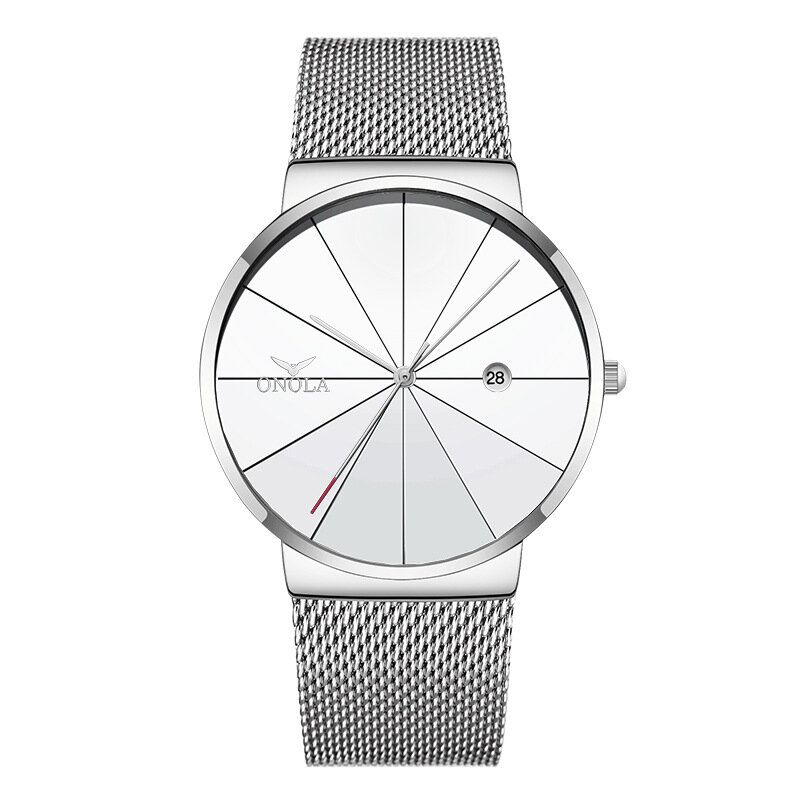 Onola Business Casual Alloy Mesh Band Calendario Impermeable Hombres Reloj De Pulsera De Cuarzo