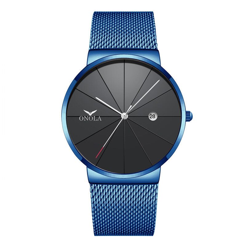 Onola Business Casual Alloy Mesh Band Calendario Impermeable Hombres Reloj De Pulsera De Cuarzo