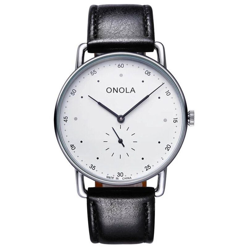 Onola On3806 Creative Point Simple Dial Hombres Moda Nylon Correa De Cuero Reloj De Cuarzo