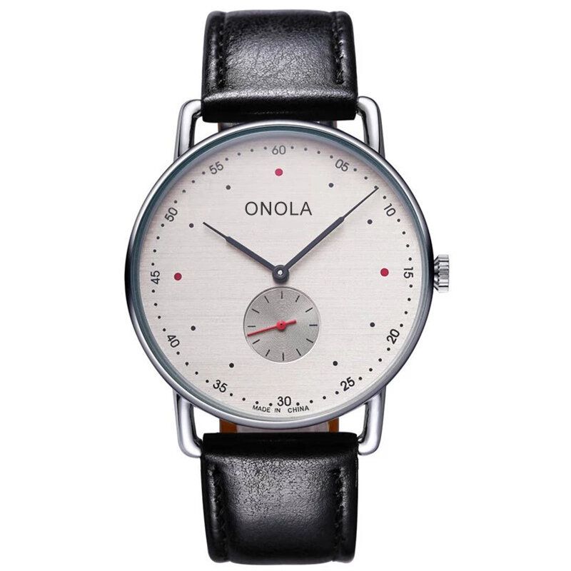 Onola On3806 Creative Point Simple Dial Hombres Moda Nylon Correa De Cuero Reloj De Cuarzo