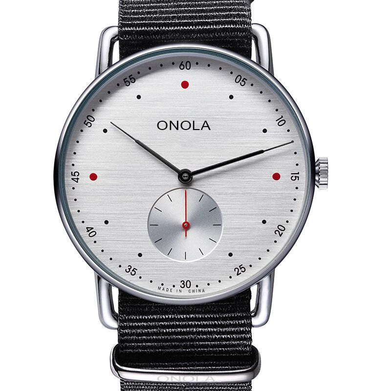 Onola On3806 Creative Point Simple Dial Hombres Moda Nylon Correa De Cuero Reloj De Cuarzo