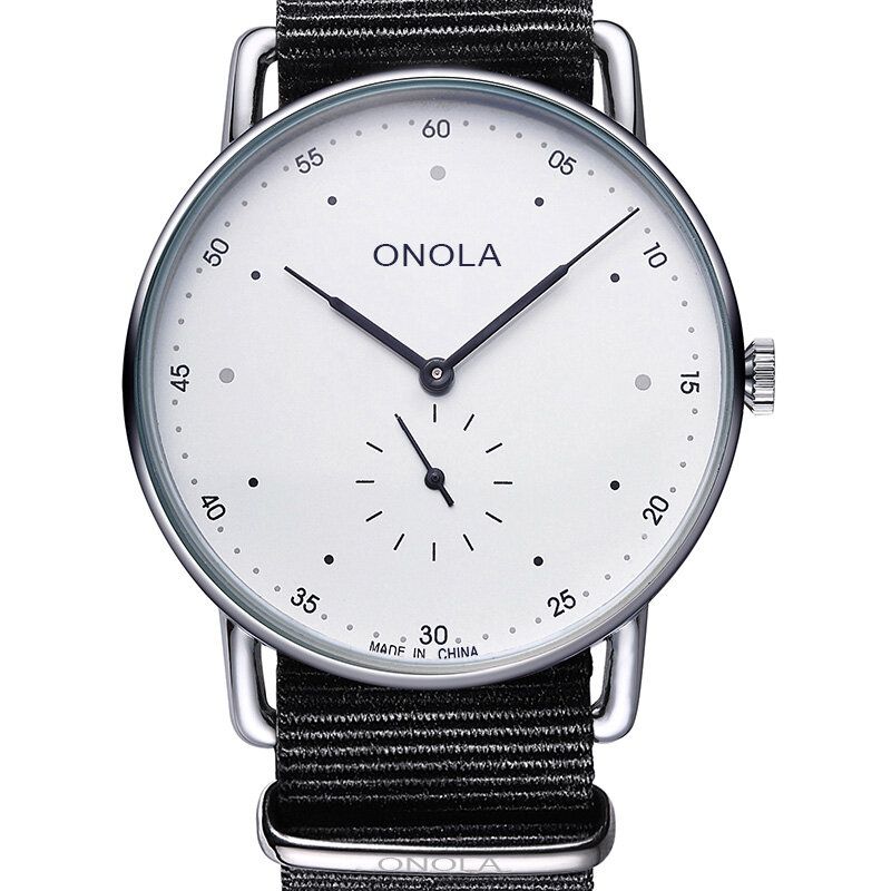 Onola On3806 Creative Point Simple Dial Hombres Moda Nylon Correa De Cuero Reloj De Cuarzo