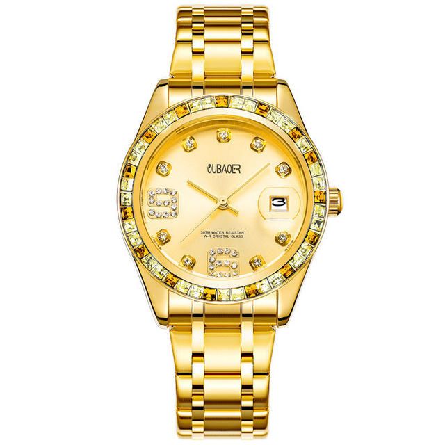 Oubaoer 6093lb Reloj De Pulsera De Mujer De Estilo Casual De Cristal Reloj De Cuarzo Con Correa De Acero Inoxidable