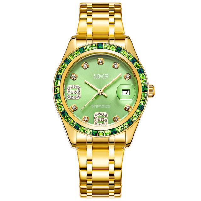 Oubaoer 6093lb Reloj De Pulsera De Mujer De Estilo Casual De Cristal Reloj De Cuarzo Con Correa De Acero Inoxidable