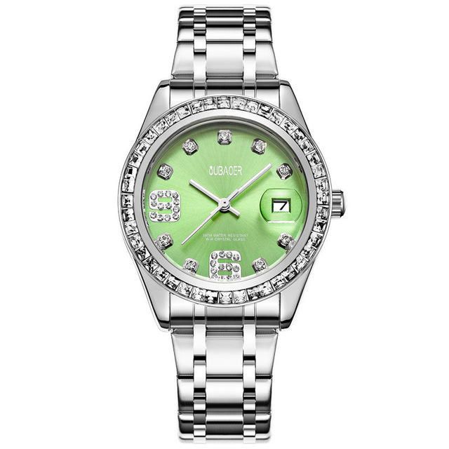 Oubaoer 6093lb Reloj De Pulsera De Mujer De Estilo Casual De Cristal Reloj De Cuarzo Con Correa De Acero Inoxidable