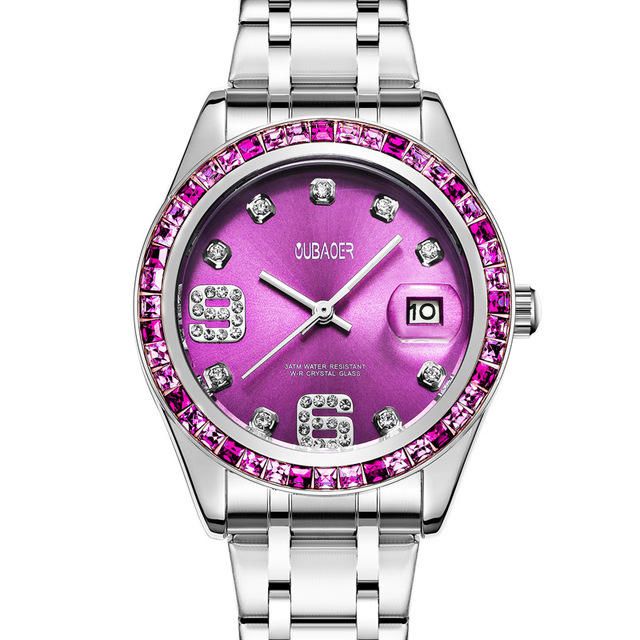 Oubaoer 6093lb Reloj De Pulsera De Mujer De Estilo Casual De Cristal Reloj De Cuarzo Con Correa De Acero Inoxidable