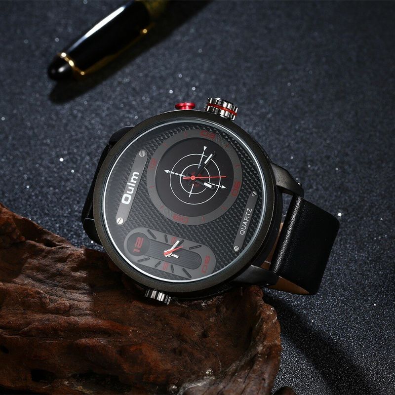 Oulm Whql003 Reloj De Moda Para Hombre Reloj De Cuarzo Con Correa De Cuero Con Esfera Creativa