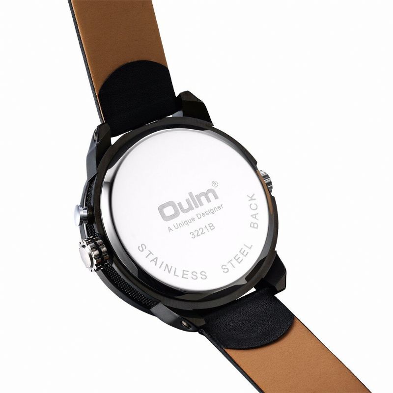 Oulm Whql003 Reloj De Moda Para Hombre Reloj De Cuarzo Con Correa De Cuero Con Esfera Creativa